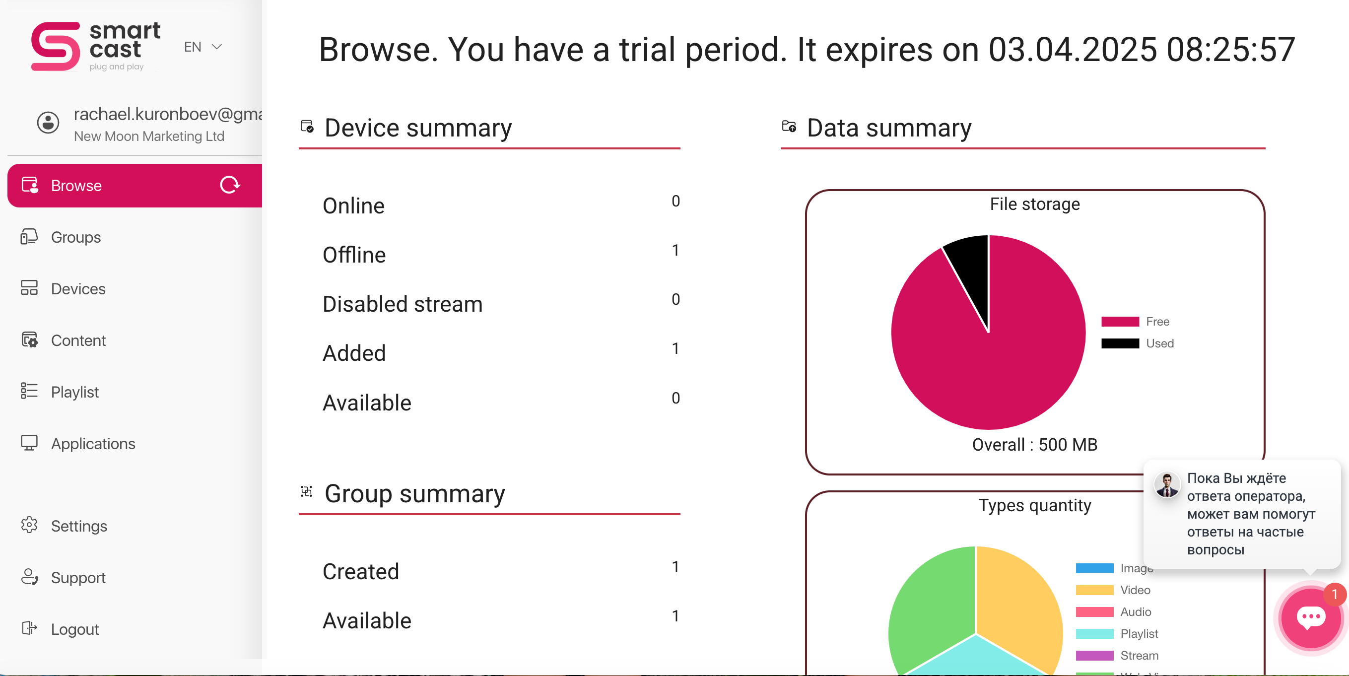Smartcast dashboard